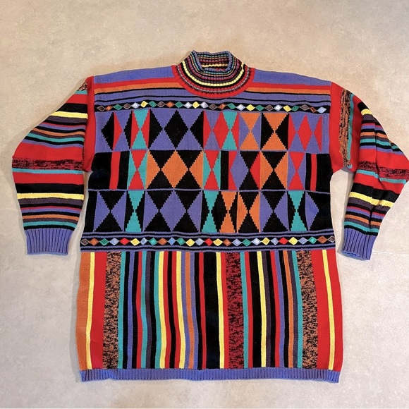 Vintage Multicolour Sweater. LL EUROPEAN. 100% cotton. Size 40/Small - Picture 2 of 9